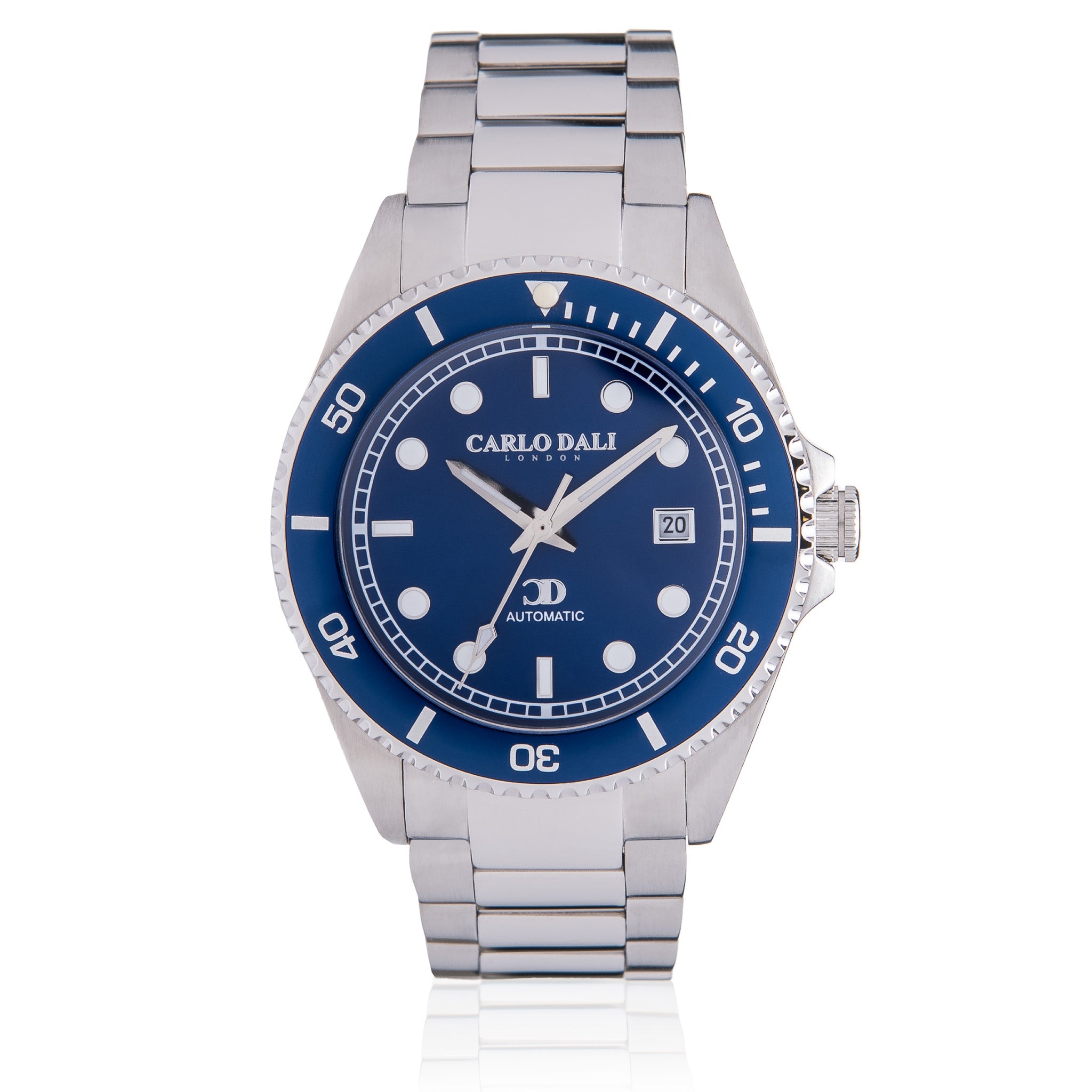 "ROYAL POSEIDON ONE" SILVER & BLUE METAL WATCH