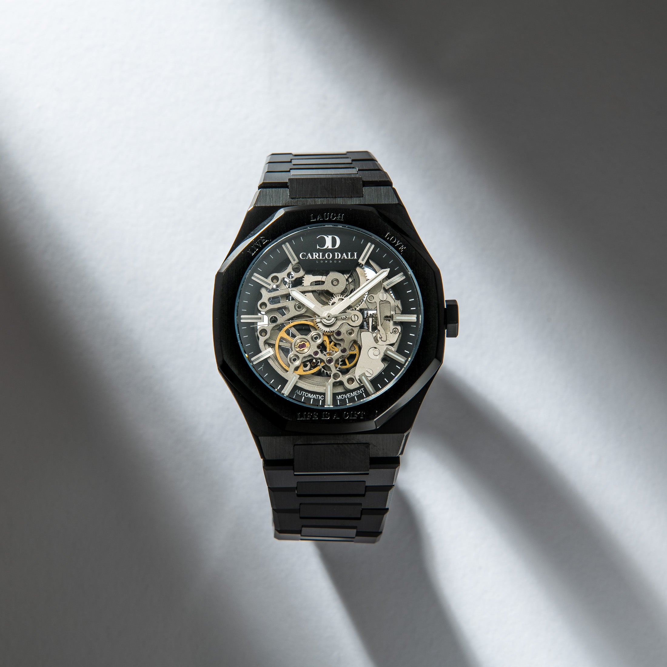 "OCTAGON" LIVE LAUGH LOVE TOTAL BLACK LIMITED WATCH