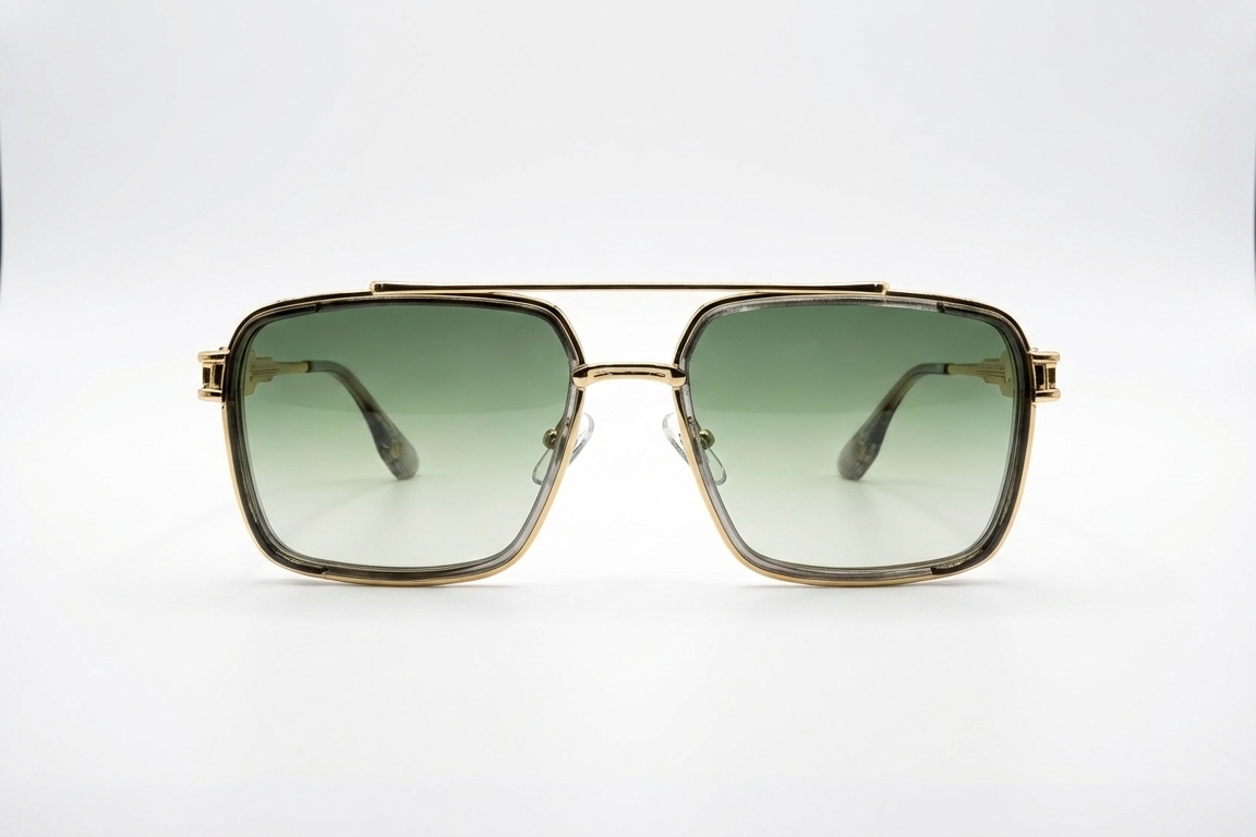 CARLO DALI "EMPIRE" | Polished Gold & Black Textured Square Aviator Sunglasses