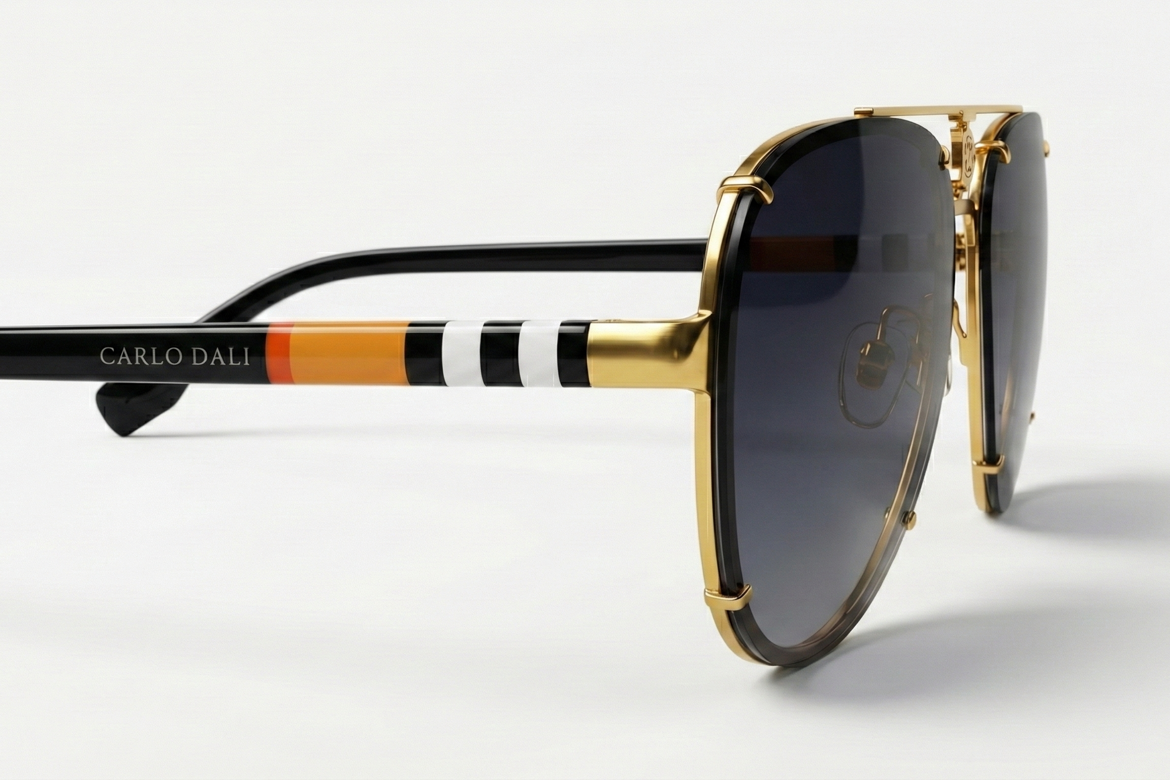 CARLO DALI "MAJESTY" SUNGLASSES| Rimless Purple Gradient Aviators with Signature Heritage Temples