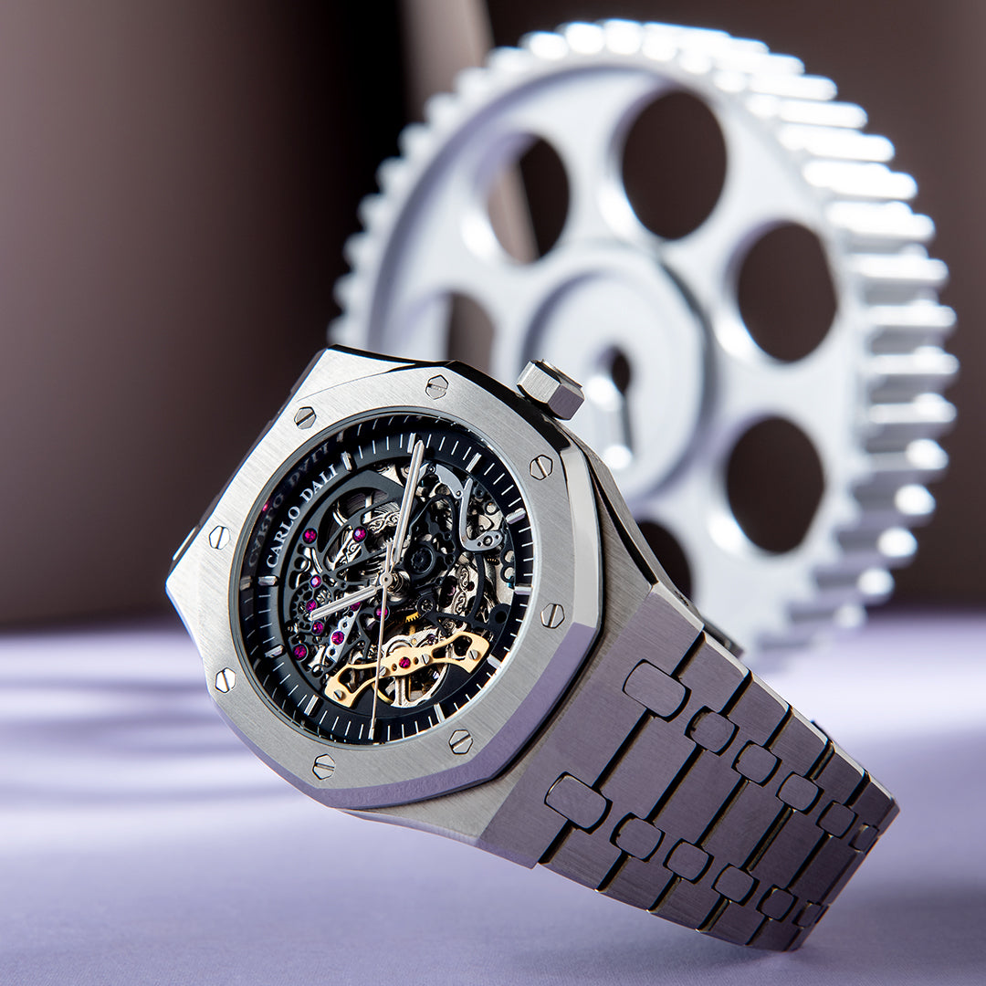 Tourbillon Skeleton Silver & Black watch