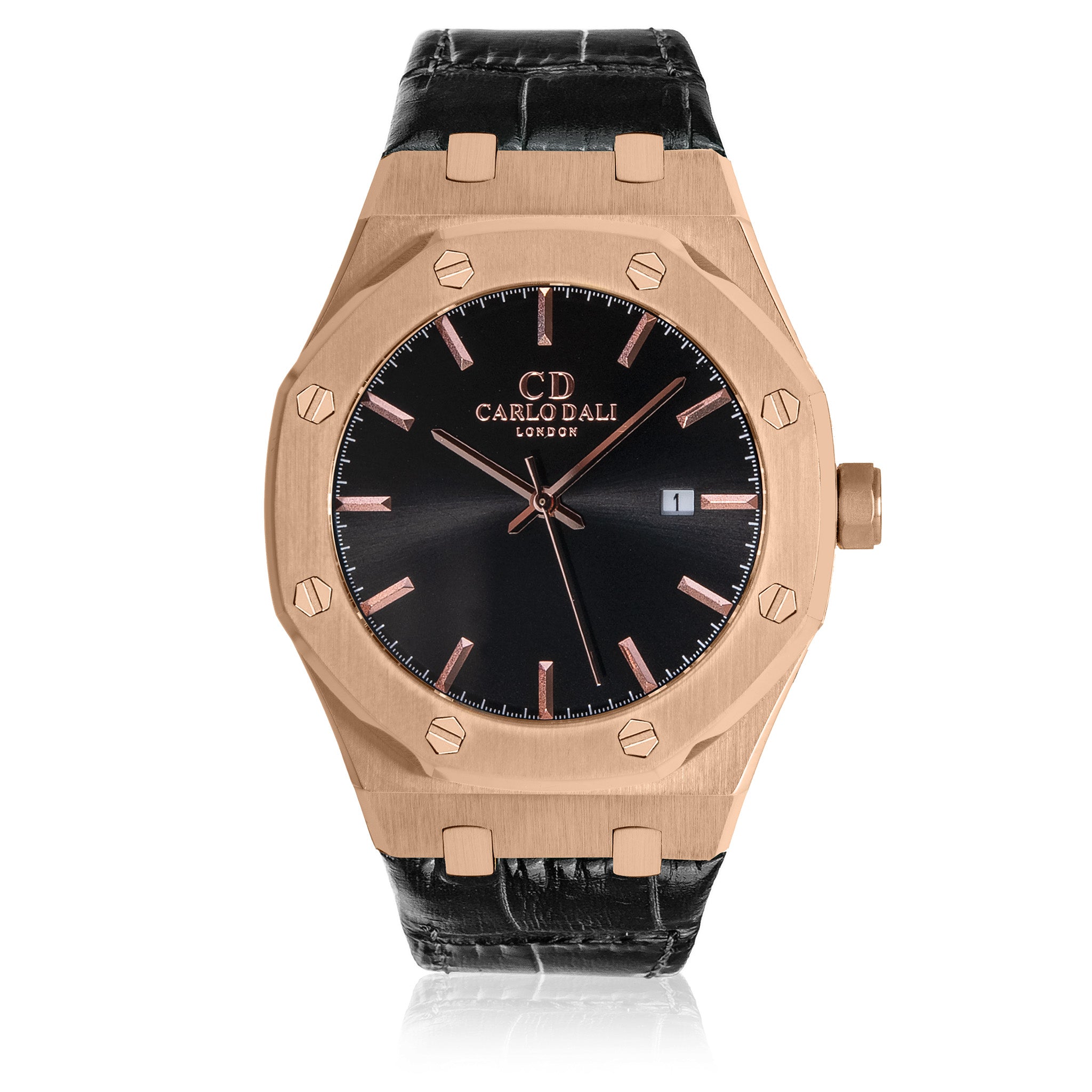 Classic Fusion King Rose Gold Leather strap watch
