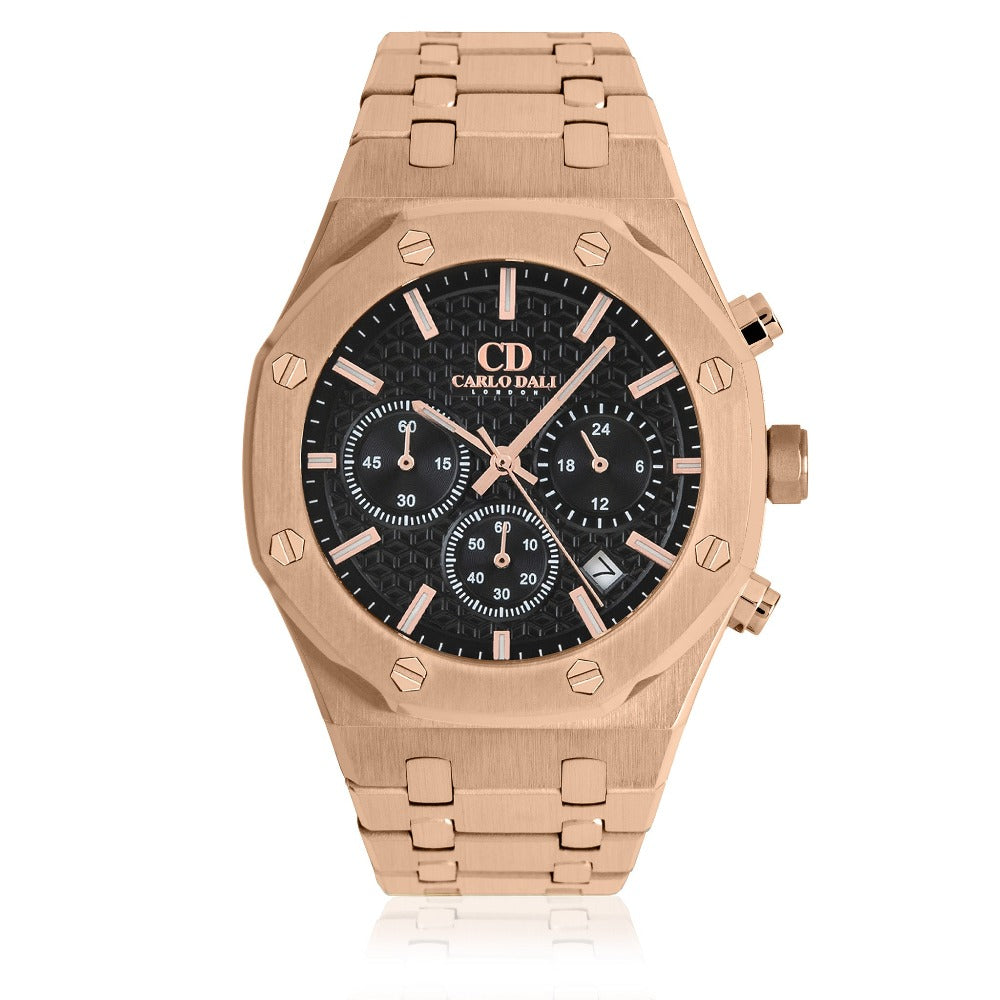 Royal Chronograph Rose Gold, black watch