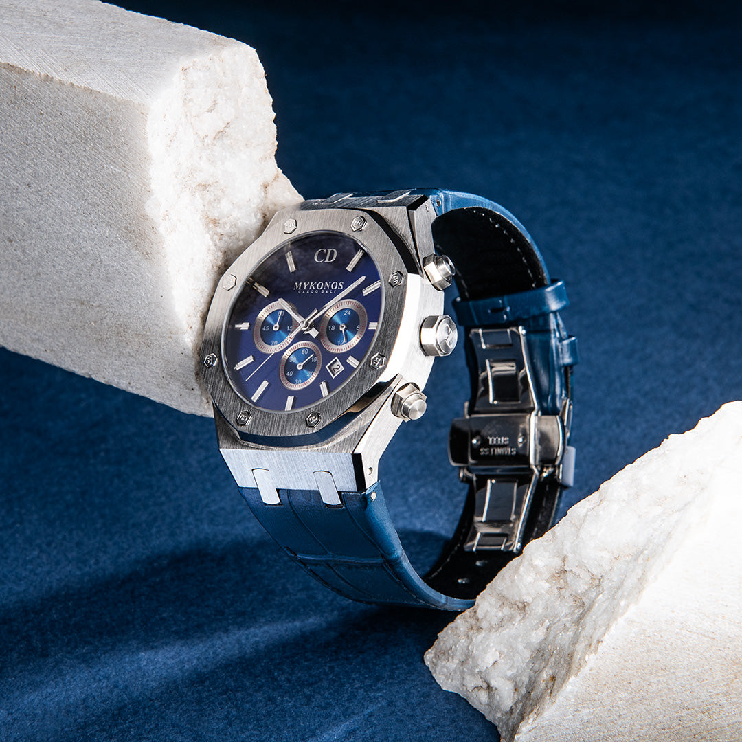 MYKONOS CHRONOGRAPH LEATHER Blue Limited watch