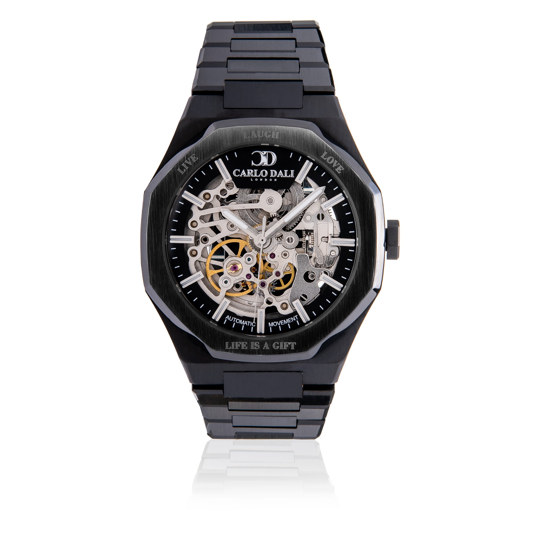 "OCTAGON" LIVE LAUGH LOVE TOTAL BLACK LIMITED WATCH