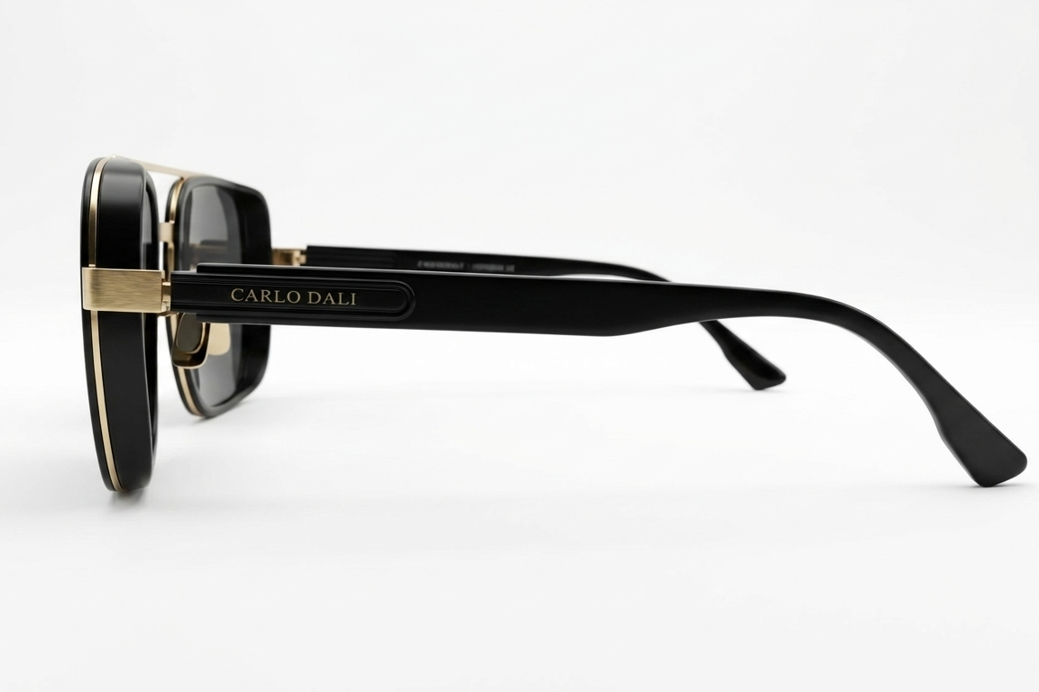CARLO DALI "SOLSTICE" | Bold Black & Gold Navigator Aviator Sunglasses
