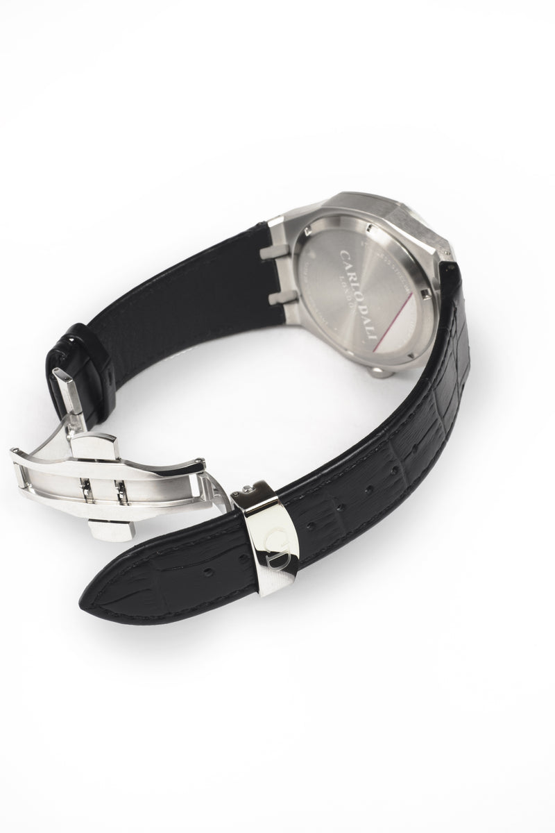 CARLO DALI Classic Fusion Black Leather Strap watch