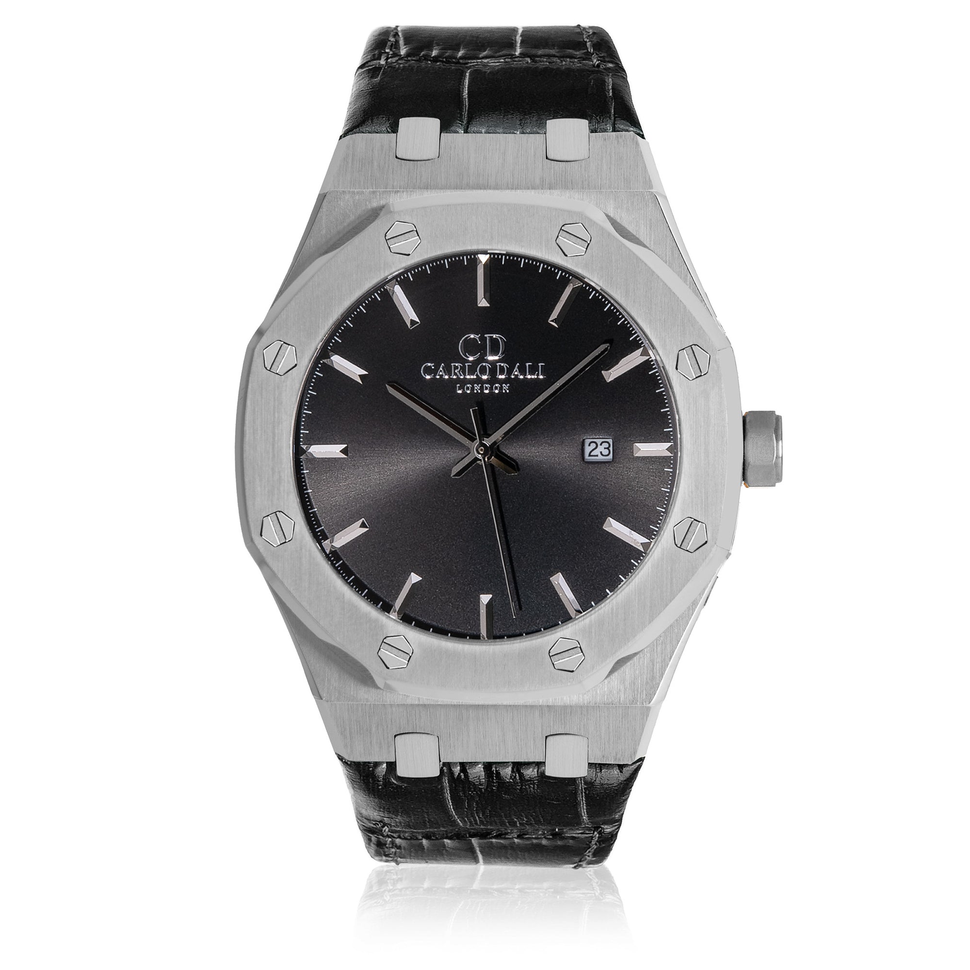 CARLO DALI Classic Fusion Black Leather Strap watch