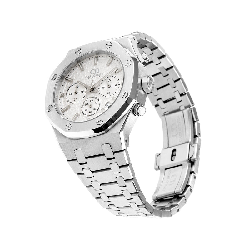 CARLO DALI Chronograph Silver, white watch