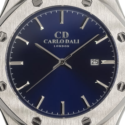 CARLO DALI Classic Fusion Blue Sea Rubber Strap Watch