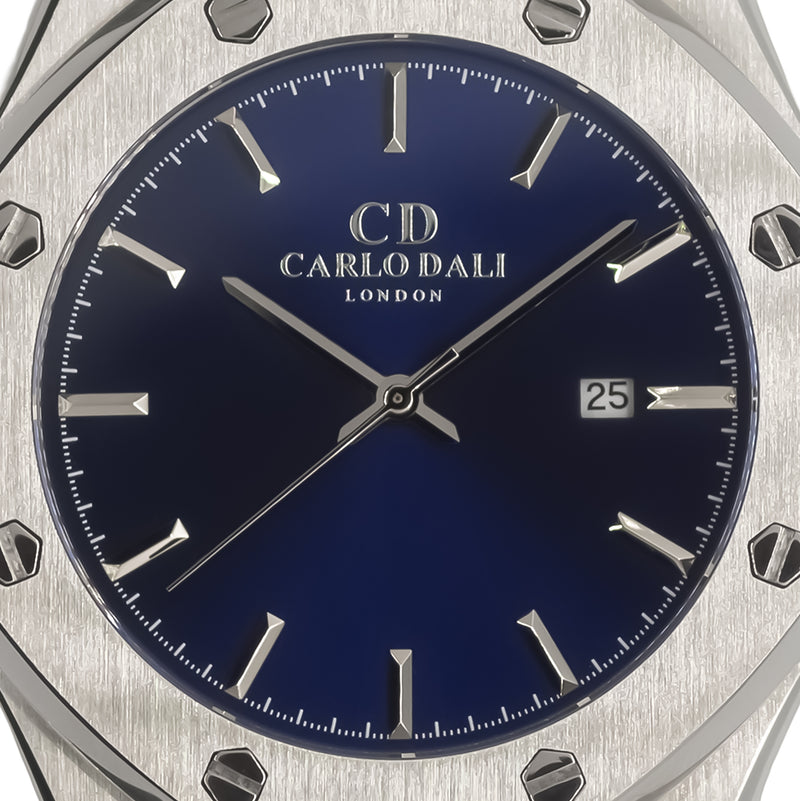 CARLO DALI Classic Fusion Blue Sea Rubber Strap Watch